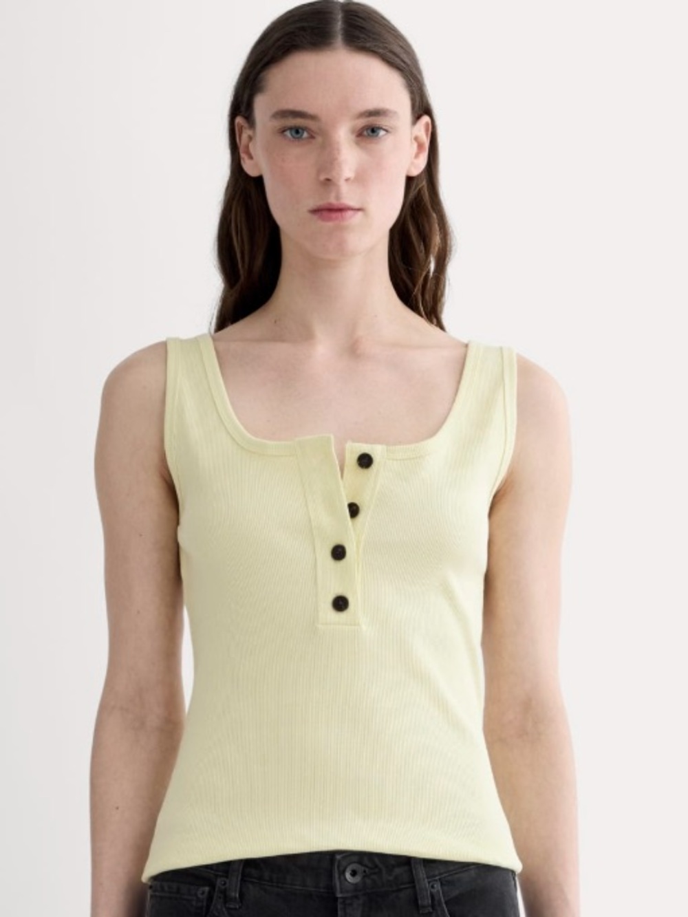Everlane The Selfie henley tank in butter yellow